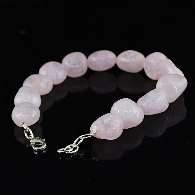gemsmore:Natural Pink Rose Quartz Bracelet Genuine Beads