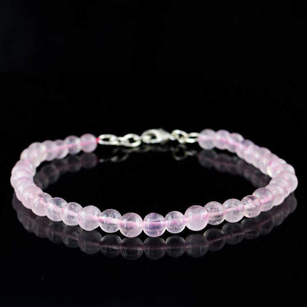 gemsmore:Natural Pink Rose Quartz Bracelet Round Beads