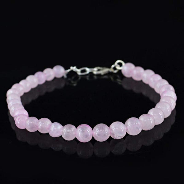 gemsmore:Natural Pink Rose Quartz Bracelet Round Shape Beads