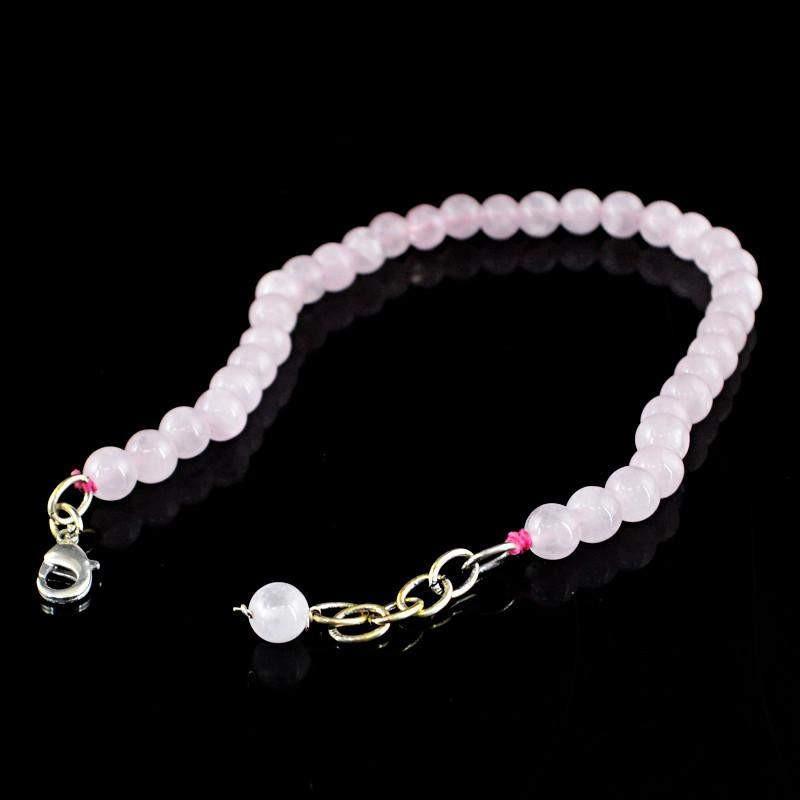 gemsmore:Natural Pink Rose Quartz Bracelet Round Shape Beads