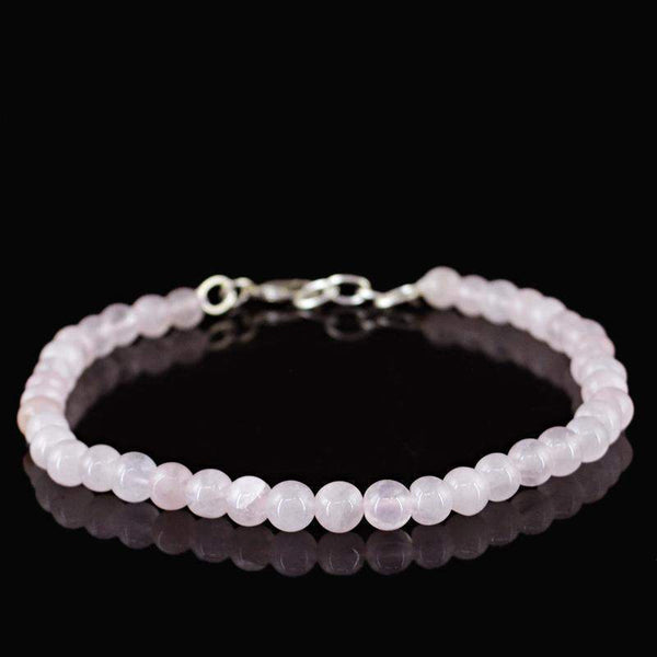 gemsmore:Natural Pink Rose Quartz Bracelet Round Shape Beads