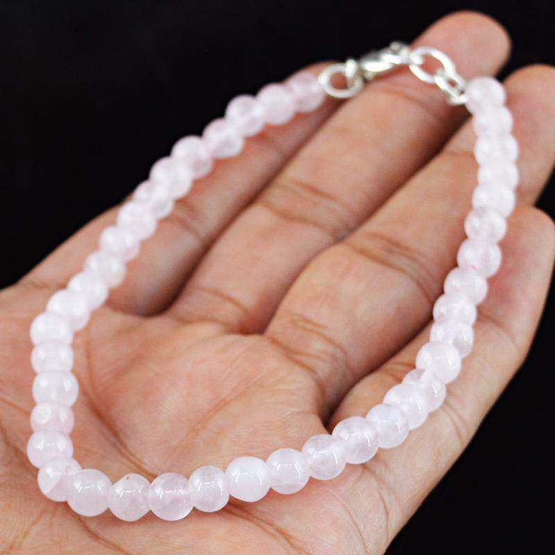 gemsmore:Natural Pink Rose Quartz Bracelet Round Shape Beads