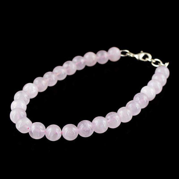 gemsmore:Natural Pink Rose Quartz Bracelet Round Shape Beads