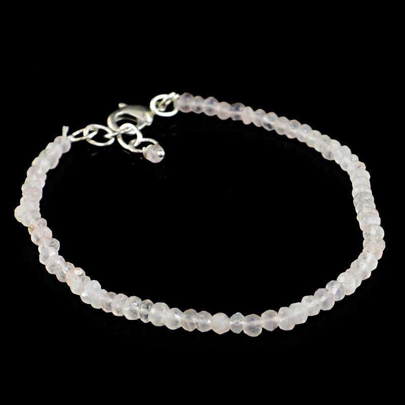 gemsmore:Natural Pink Rose Quartz Bracelet Round Shape Faceted Beads