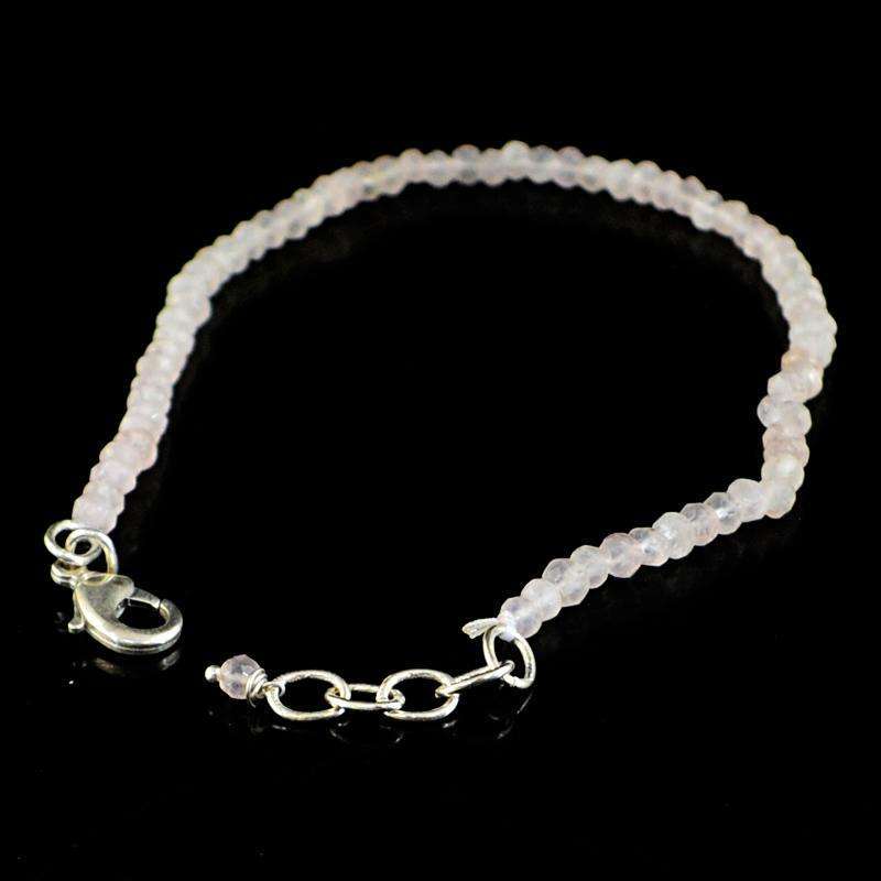 gemsmore:Natural Pink Rose Quartz Bracelet Round Shape Faceted Beads