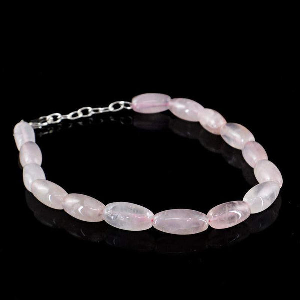 gemsmore:Natural Pink Rose Quartz Bracelet Untreated Beads