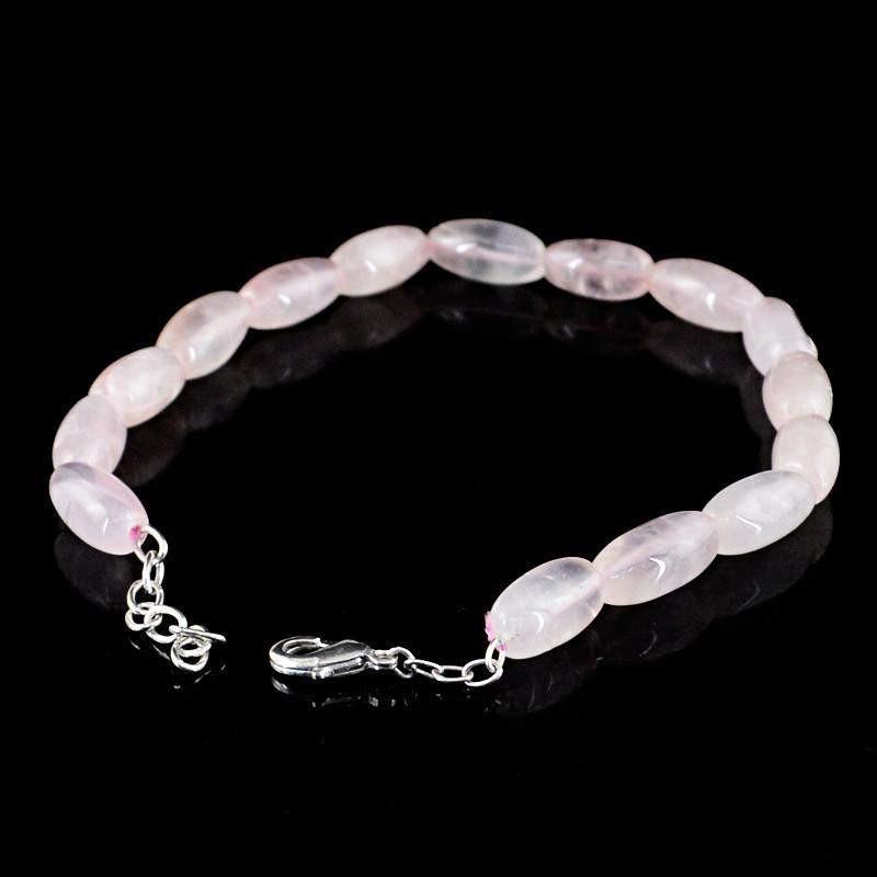 gemsmore:Natural Pink Rose Quartz Bracelet Untreated Beads