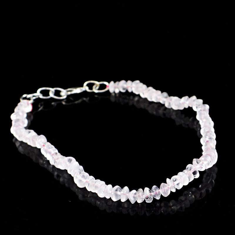 gemsmore:Natural Pink Rose Quartz Bracelet Untreated Beads