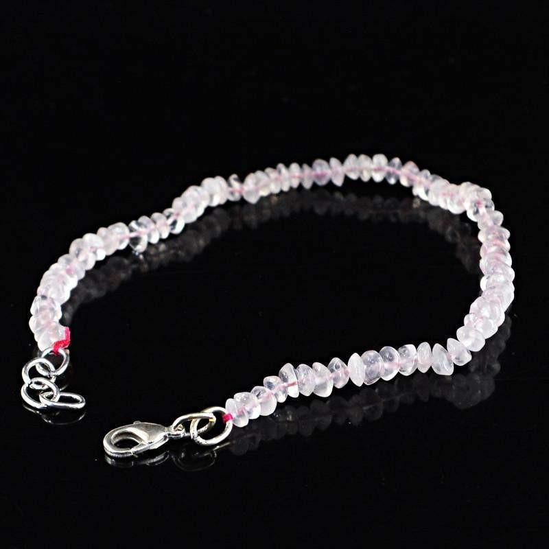 gemsmore:Natural Pink Rose Quartz Bracelet Untreated Beads