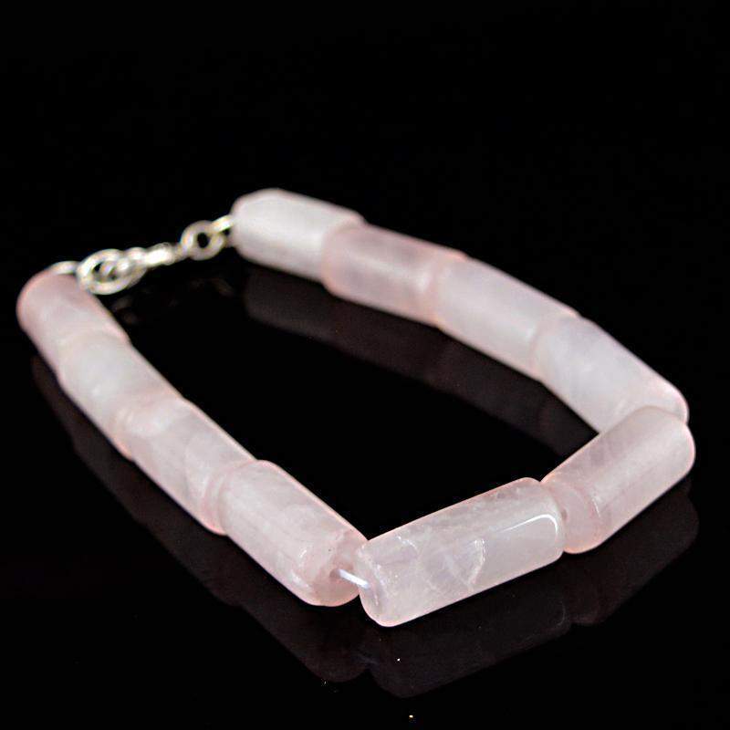 gemsmore:Natural Pink Rose Quartz Bracelet Untreated Beads