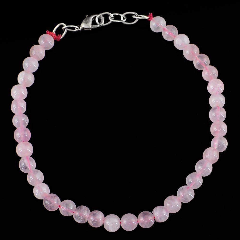gemsmore:Natural Pink Rose Quartz Bracelet Untreated Round Beads