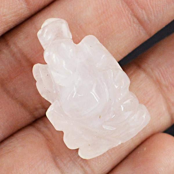 gemsmore:Natural Pink Rose Quartz Carved Ganesha Gem