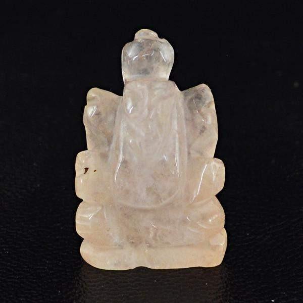 gemsmore:Natural Pink Rose Quartz Carved Ganesha Gem