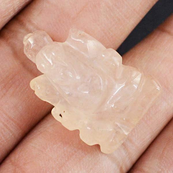 gemsmore:Natural Pink Rose Quartz Carved Ganesha Gem