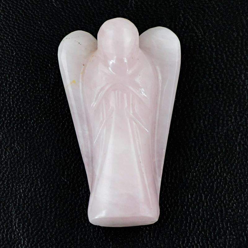 gemsmore:Natural Pink Rose Quartz Carved Healing Angel Gemstone