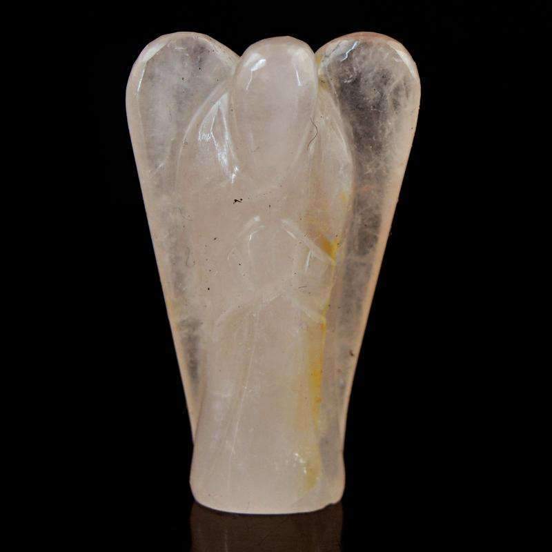 gemsmore:Natural Pink Rose Quartz Carved Healing Angel Gemstone
