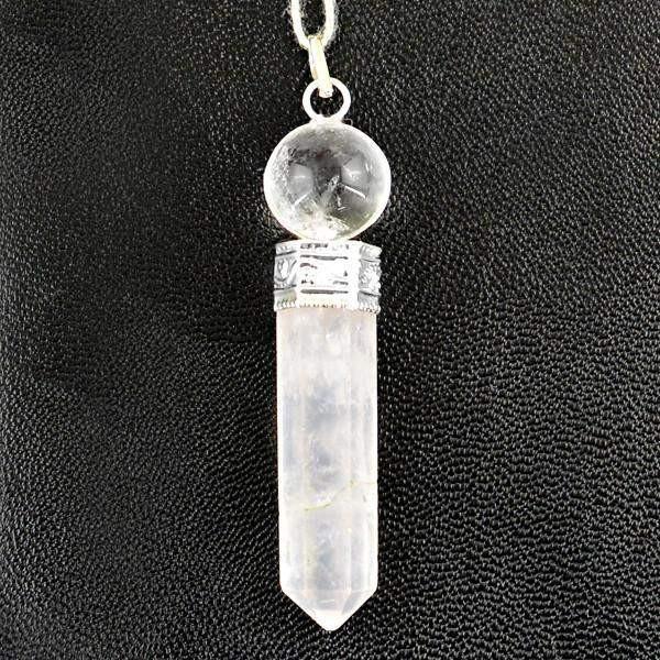 gemsmore:Natural Pink Rose Quartz Crystal Healing Ball Point Pendant