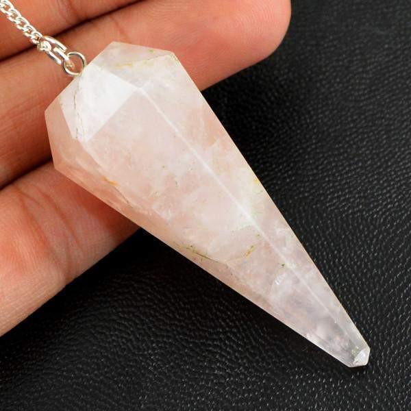 gemsmore:Natural Pink Rose Quartz Crystal Healing Pendulum