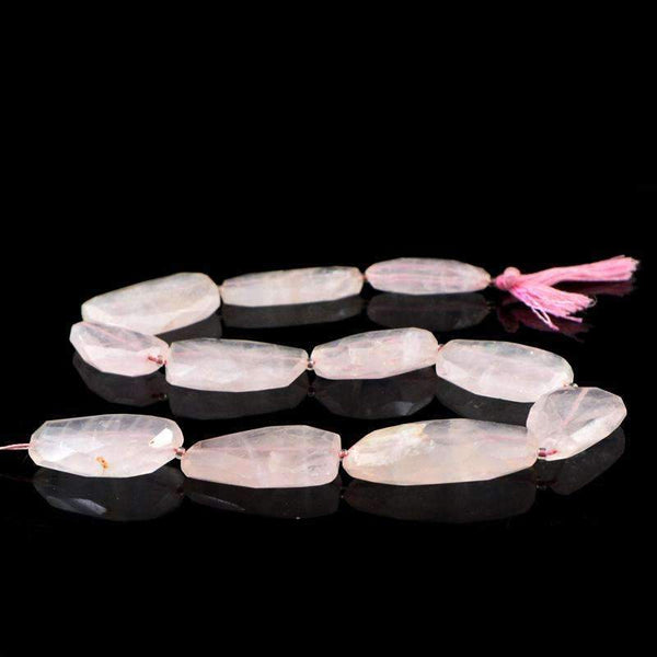 gemsmore:Natural Pink Rose Quartz Drilled Beads Strand - Faceted