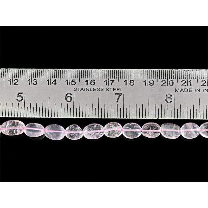 gemsmore:Natural Pink Rose Quartz Drilled Beads Strand - Oval Shape