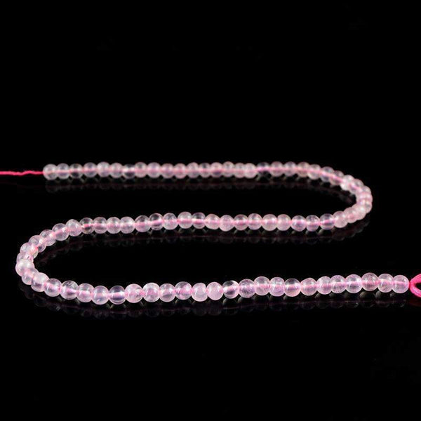 gemsmore:Natural Pink Rose Quartz Drilled Beads Strand - Round Shape