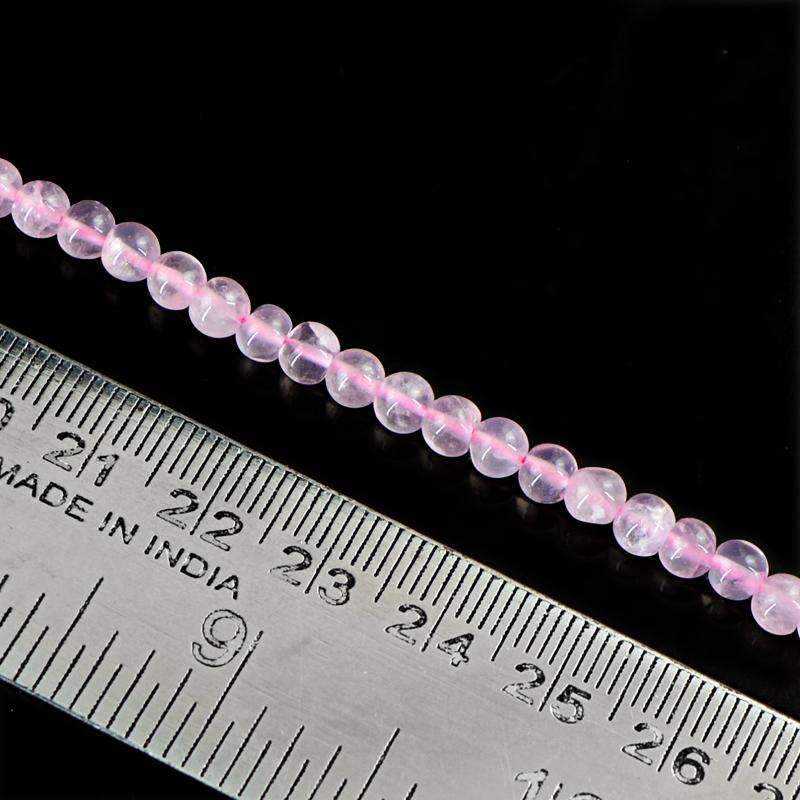 gemsmore:Natural Pink Rose Quartz Drilled Beads Strand - Round Shape