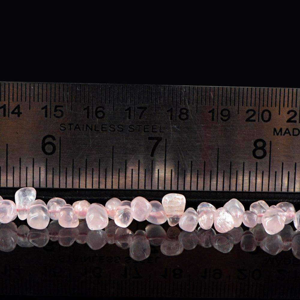 gemsmore:Natural Pink Rose Quartz Drilled Beads Strand