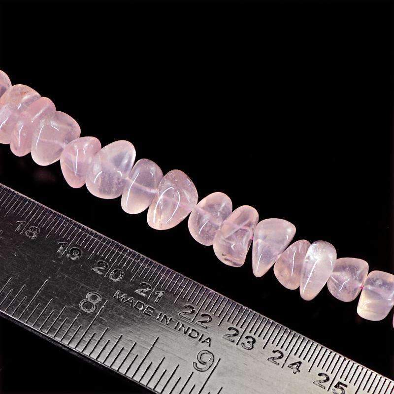 gemsmore:Natural Pink Rose Quartz Drilled Beads Strand