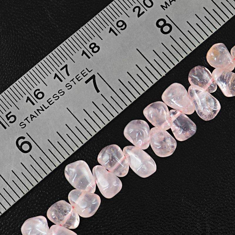 gemsmore:Natural Pink Rose Quartz Drilled Beads Strand
