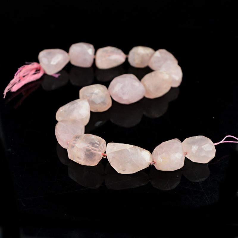gemsmore:Natural Pink Rose Quartz Faceted Beads Strand