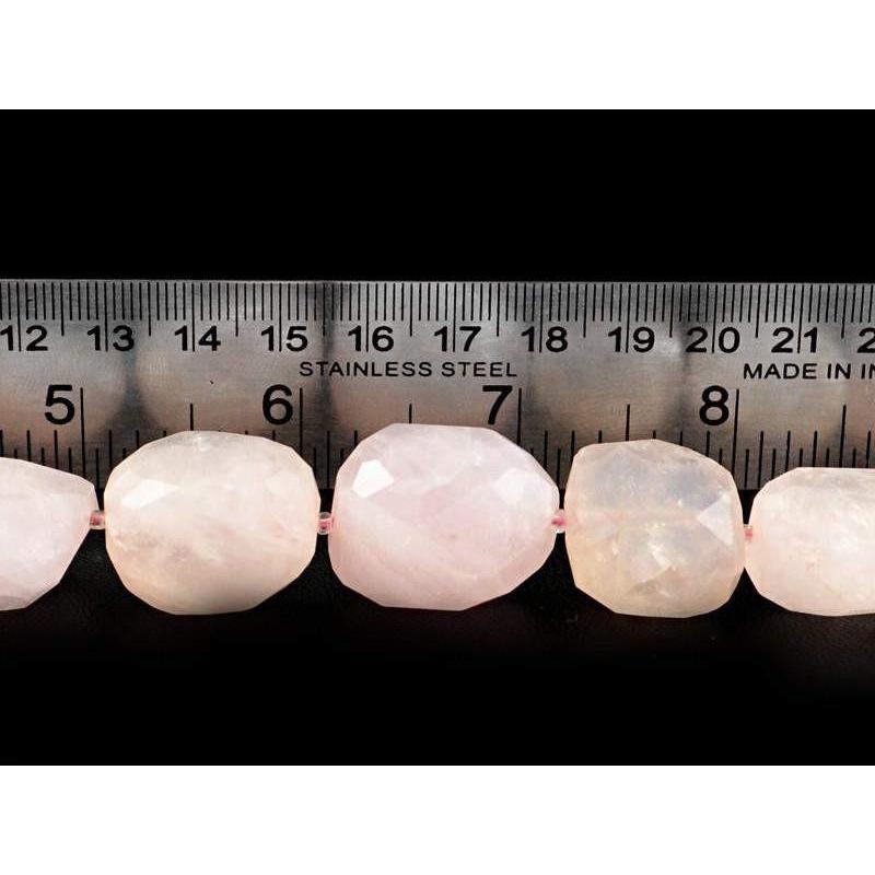 gemsmore:Natural Pink Rose Quartz Faceted Beads Strand