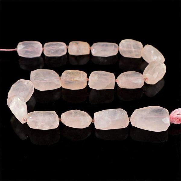 gemsmore:Natural Pink Rose Quartz Faceted Beads Strand