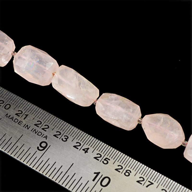 gemsmore:Natural Pink Rose Quartz Faceted Beads Strand