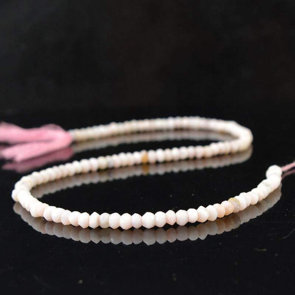 gemsmore:Natural Pink Rose Quartz Faceted Round Shape Beads Strand
