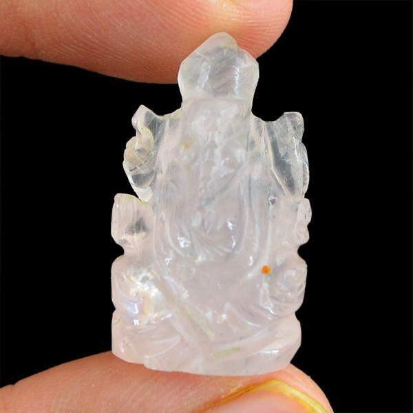 gemsmore:Natural Pink Rose Quartz Lord Ganesha Gemstone