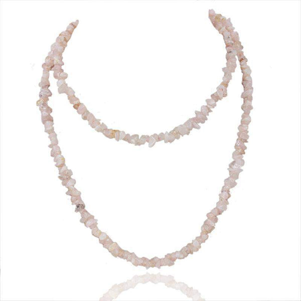 gemsmore:Natural Pink Rose Quartz Necklace Untreated Beads