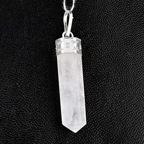 gemsmore:Natural Pink Rose Quartz Pure Healing Point Pendant