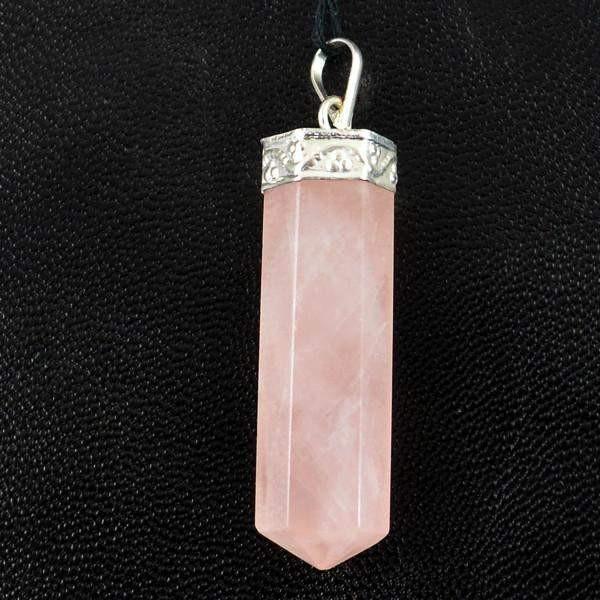 gemsmore:Natural Pink Rose Quartz Pure Healing Point Pendant
