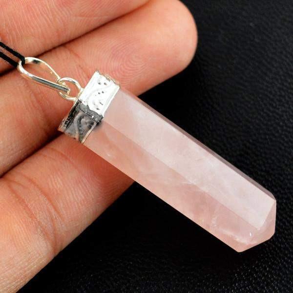 gemsmore:Natural Pink Rose Quartz Pure Healing Point Pendant