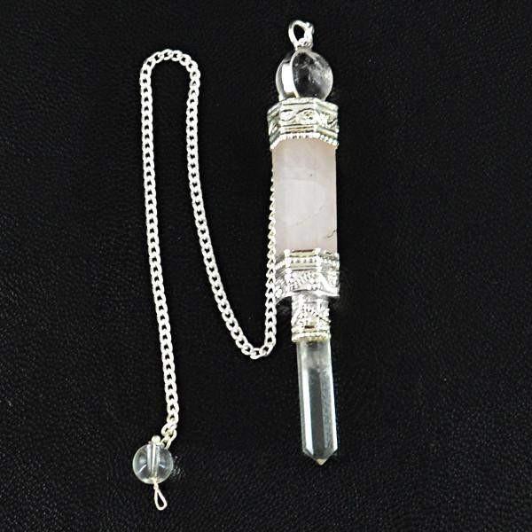 gemsmore:Natural Pink Rose Quartz Reiki Healing Pendulum