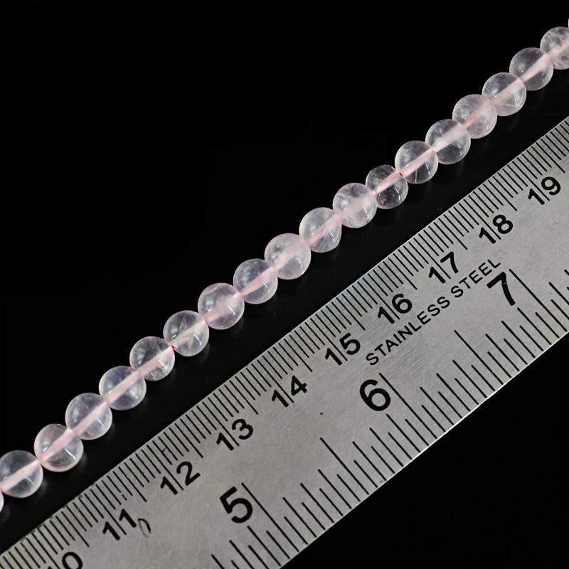 gemsmore:Natural Pink Rose Quartz Strand Untreated Round Shape Drilled Beads