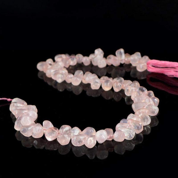 gemsmore:Natural Pink Rose Quartz Untreated Beads Strand