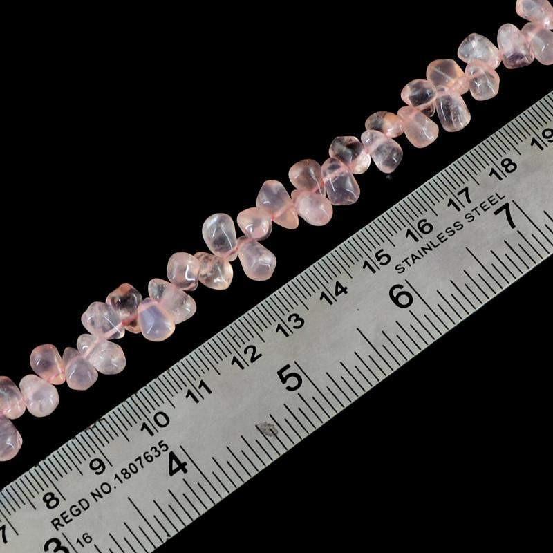 gemsmore:Natural Pink Rose Quartz Untreated Beads Strand