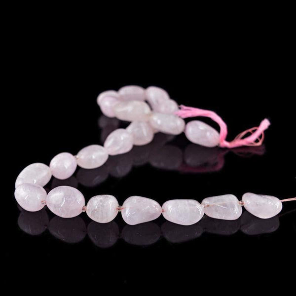 gemsmore:Natural Pink Rose Quartz Untreated Beads Strand