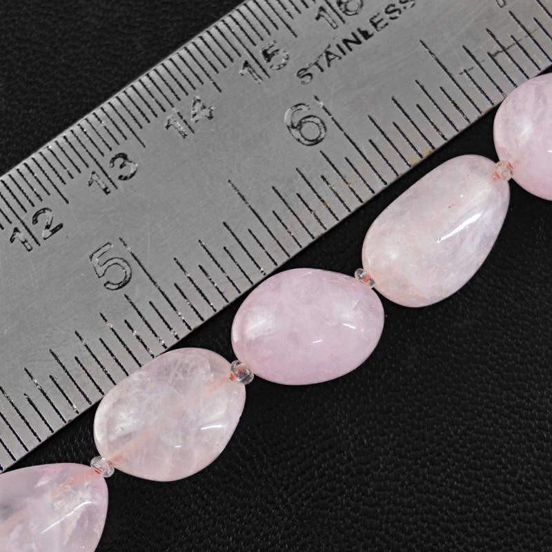 gemsmore:Natural Pink Rose Quartz Untreated Beads Strand