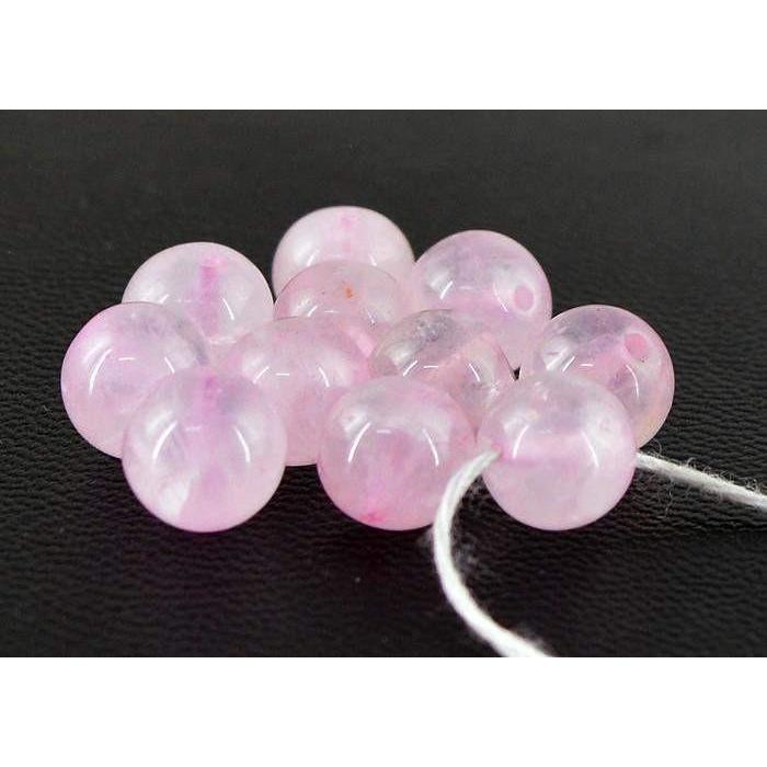 gemsmore:Natural Pink Rose Quartz Untreated Round Drilled Beads Lot