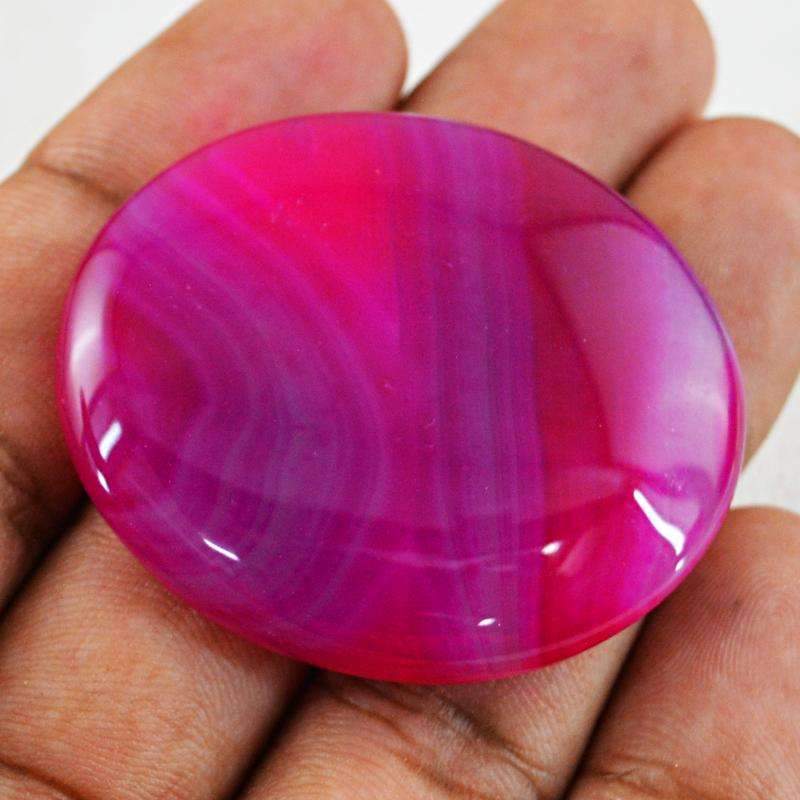 gemsmore:Natural Pink Striped Onyx Gemstone Oval Shape