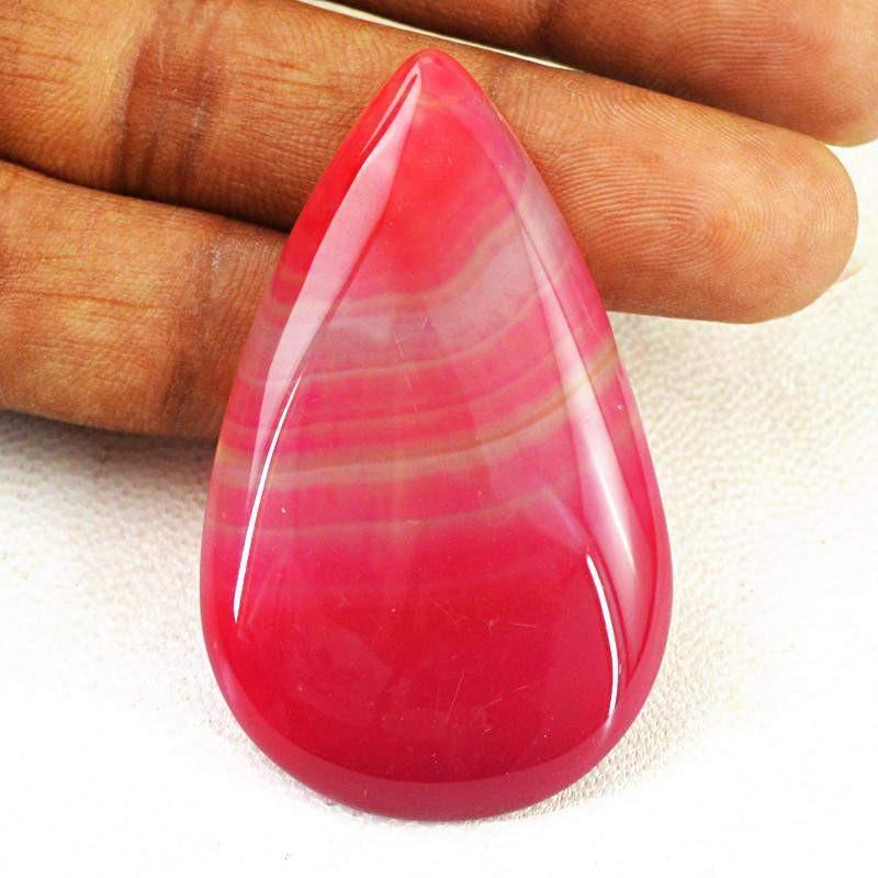 gemsmore:Natural Pink Striped Onyx Pear Shape Gemstone