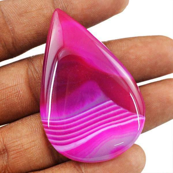 gemsmore:Natural Pink Striped Onyx Pear Shape Gemstone