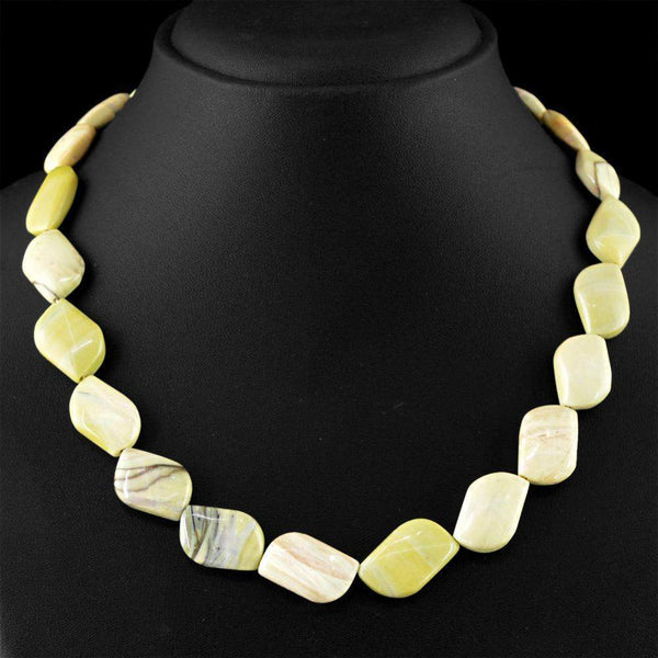 gemsmore:Natural Pistachio Jasper Necklace Untreated Beads